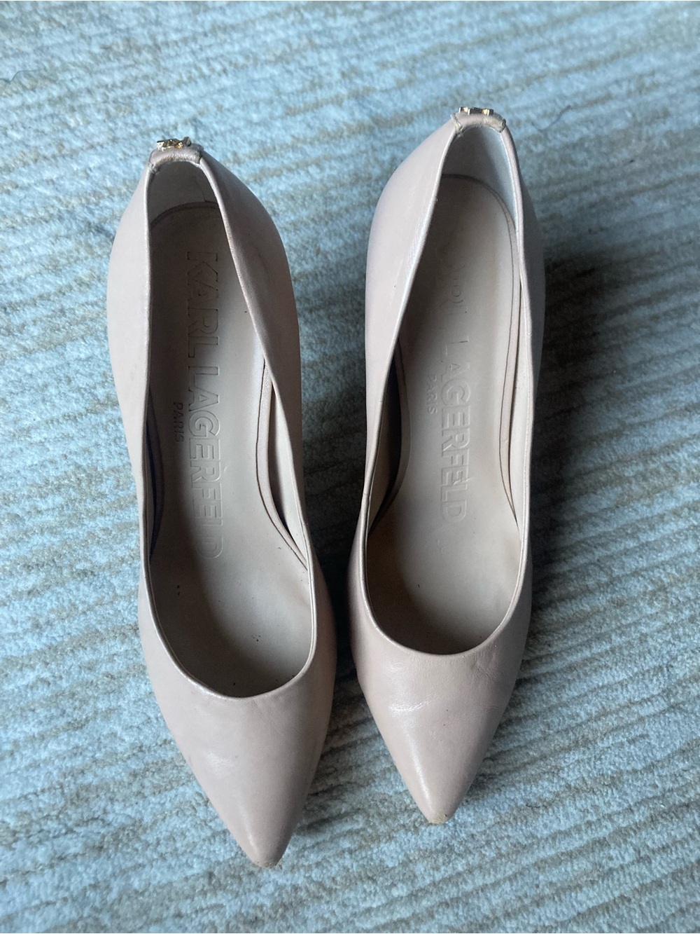 KARL LAGERFELD PARIS “Glora” Soft Leather Beige Heels (8.5)